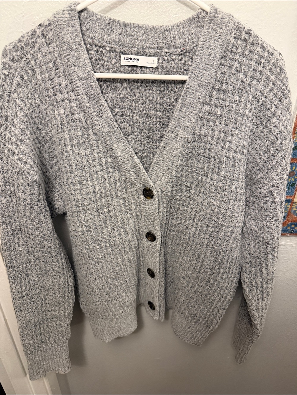Sonoma Heather Gray Chunky Knit Button Cardigan